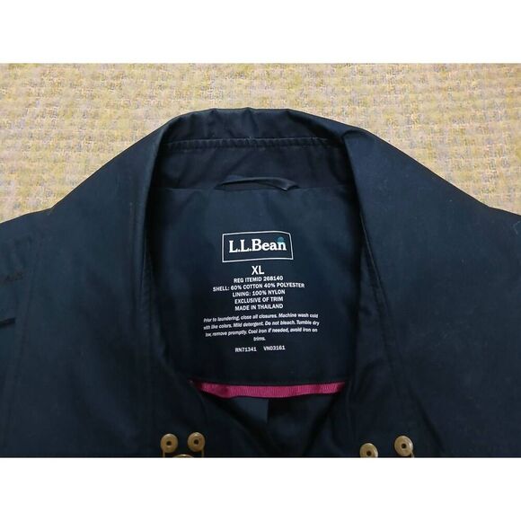 LL. BEAN womens xl navy blue double breasted long trench coat capsule - Picture 7 of 7